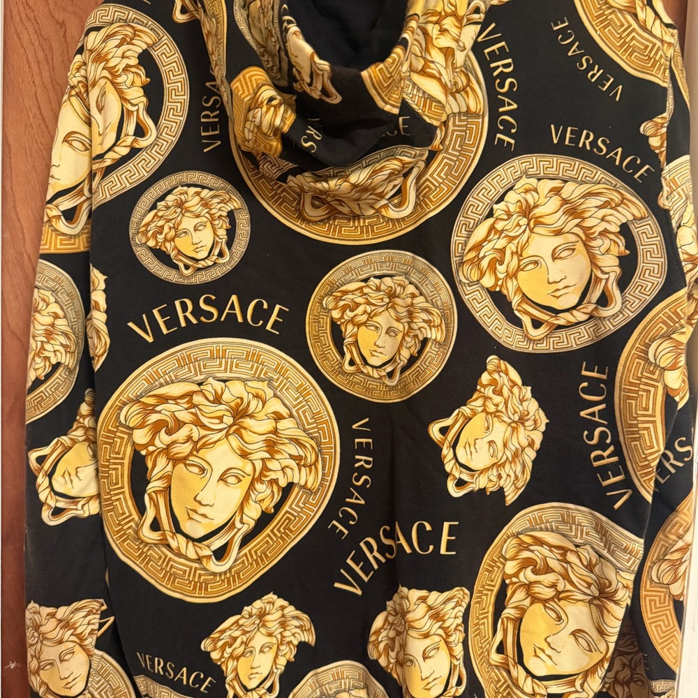 Versace Black and Gold Medusa Pattern Hoodie